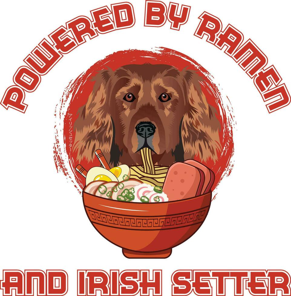 Ramen Sushi Irish Setter Dog Designs are widely employed across various items. vector