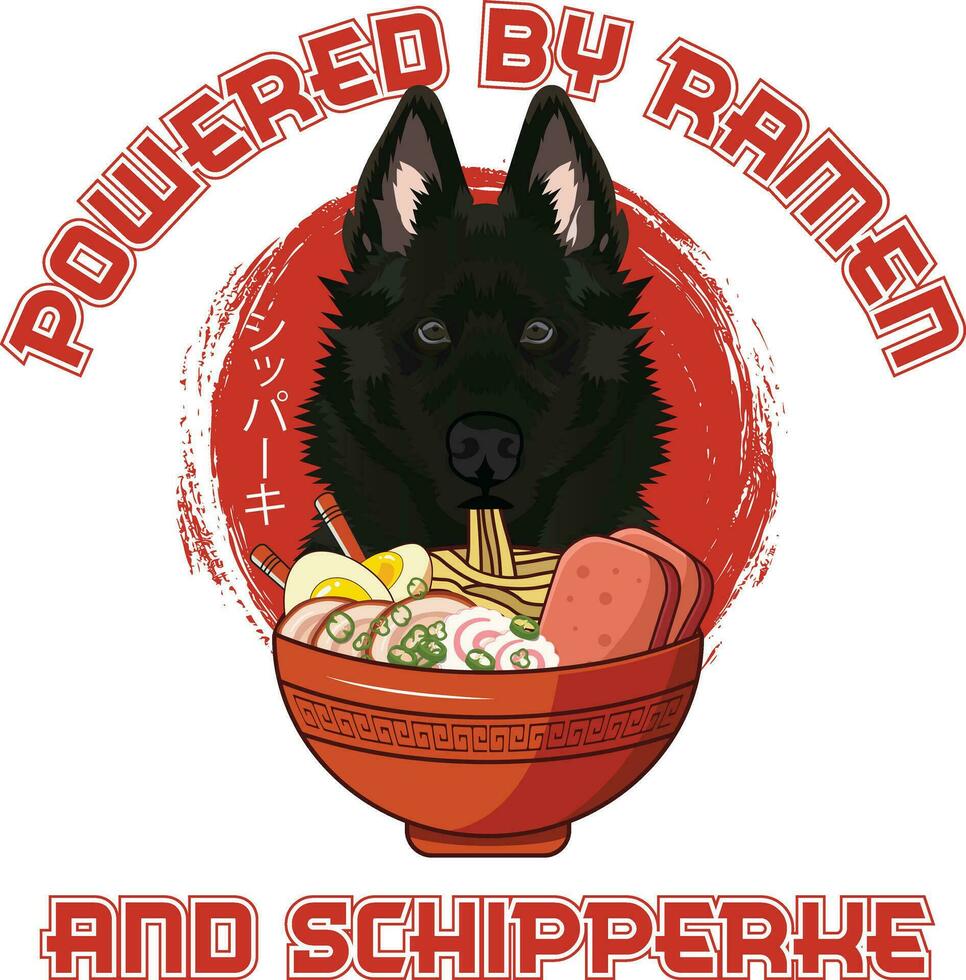 Ramen Sushi Schipperke Dog Designs are widely employed across various items. vector