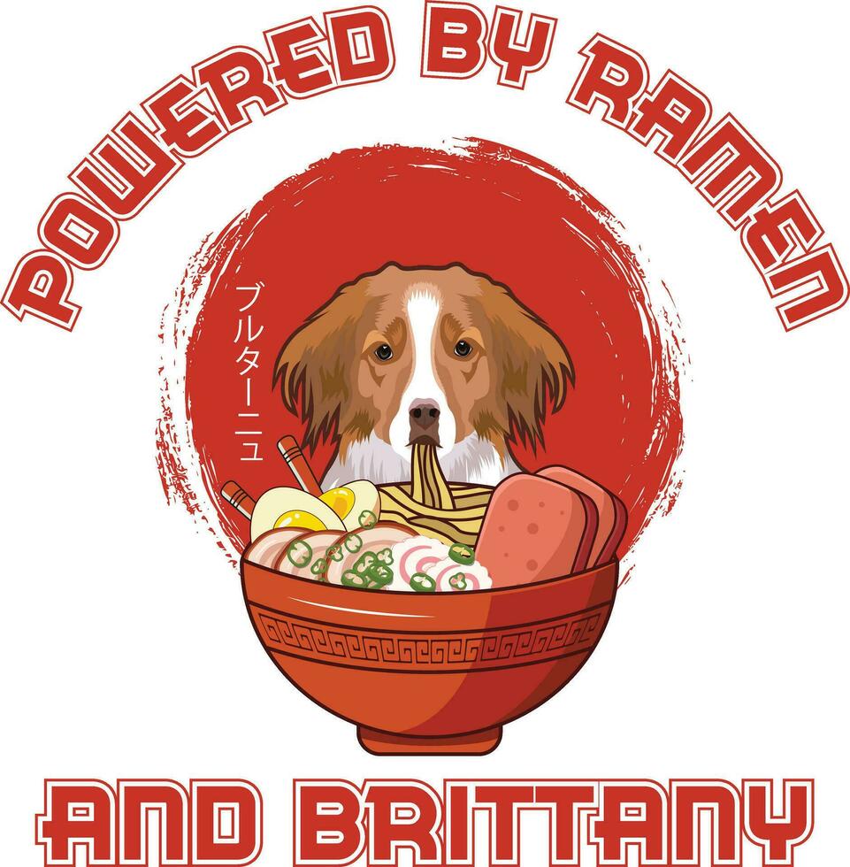 ramen Sushi Bretaña perro camiseta vector