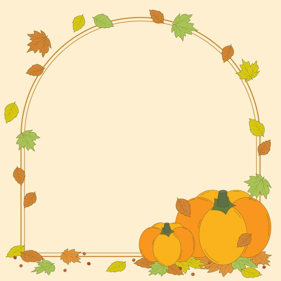 autumn pumpkin frame square vector