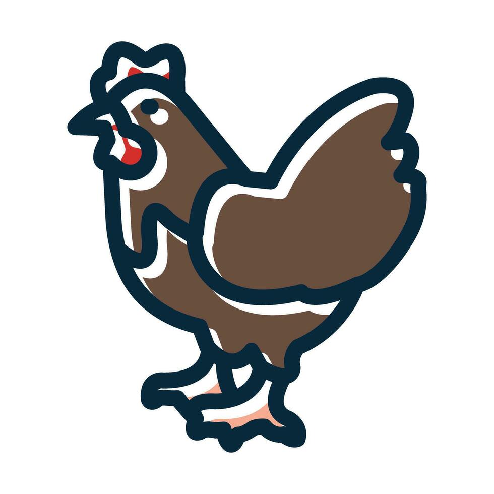 Chicken Vector Thick Line Filled Dark Colors Icons For Personal And Commercial Use.