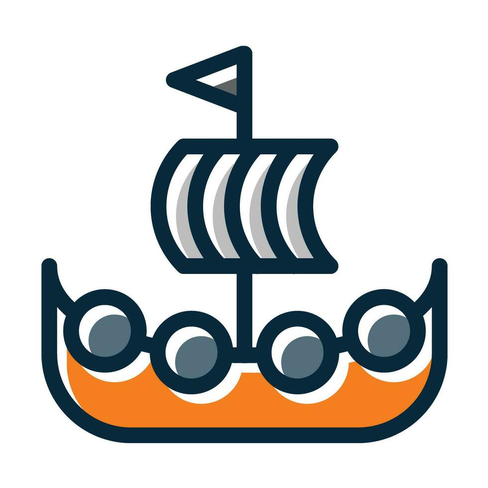 Viking Ship Vector Thick Line Filled Dark Colors Icons For Personal And Commercial Use.