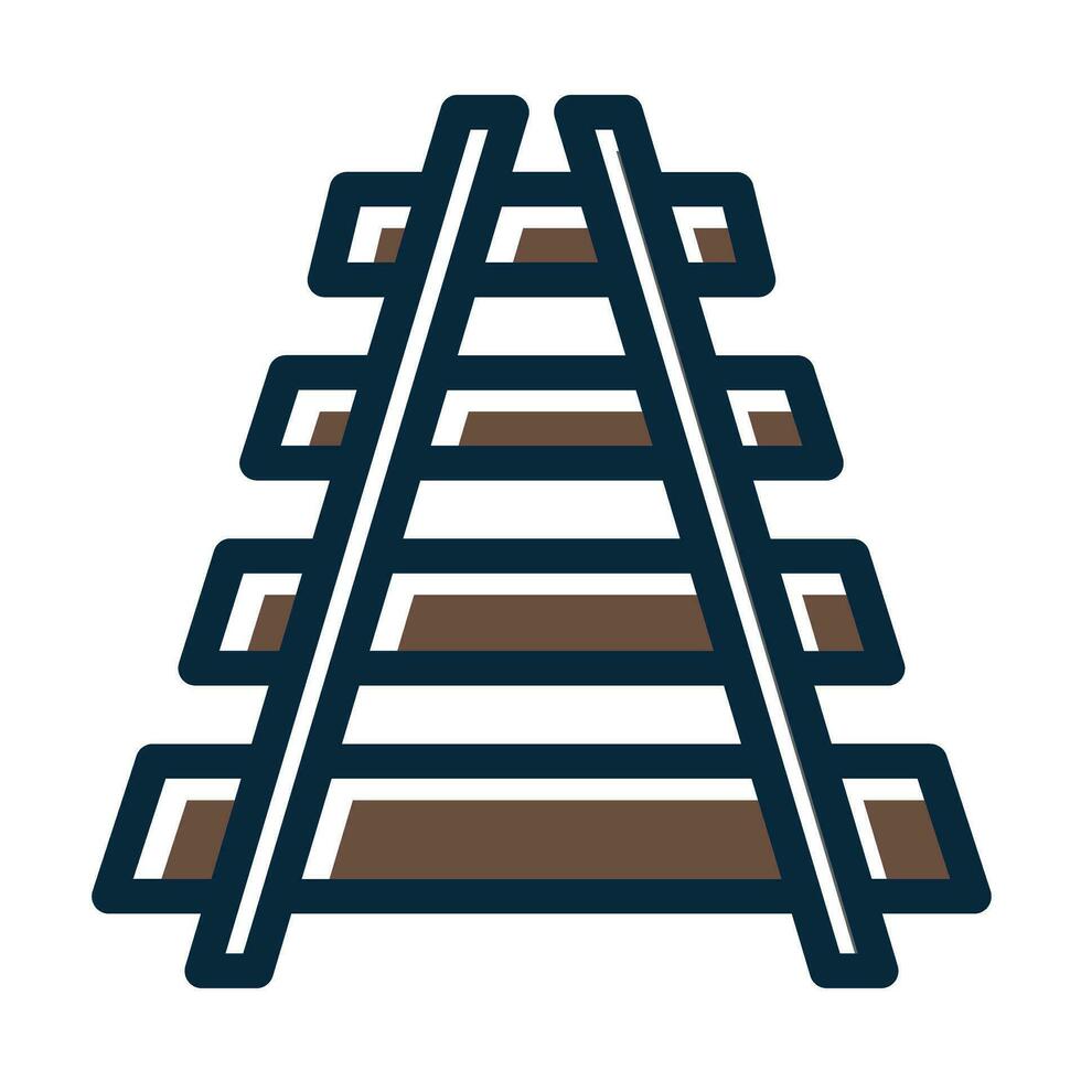 Train Tracks Vector Thick Line Filled Dark Colors Icons For Personal And Commercial Use.
