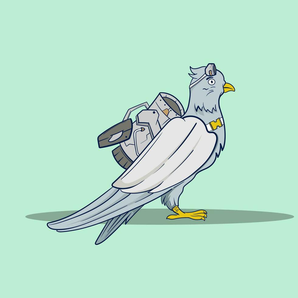 pigeon bird message sender sits on branch of nature with cute birds for colouring book vector