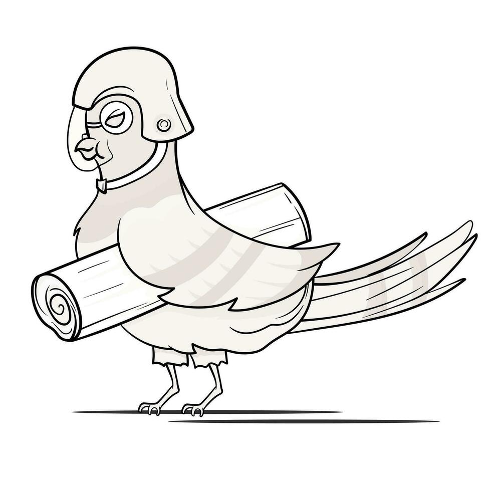 pigeon bird message sender sits on branch of nature with cute birds for colouring book vector