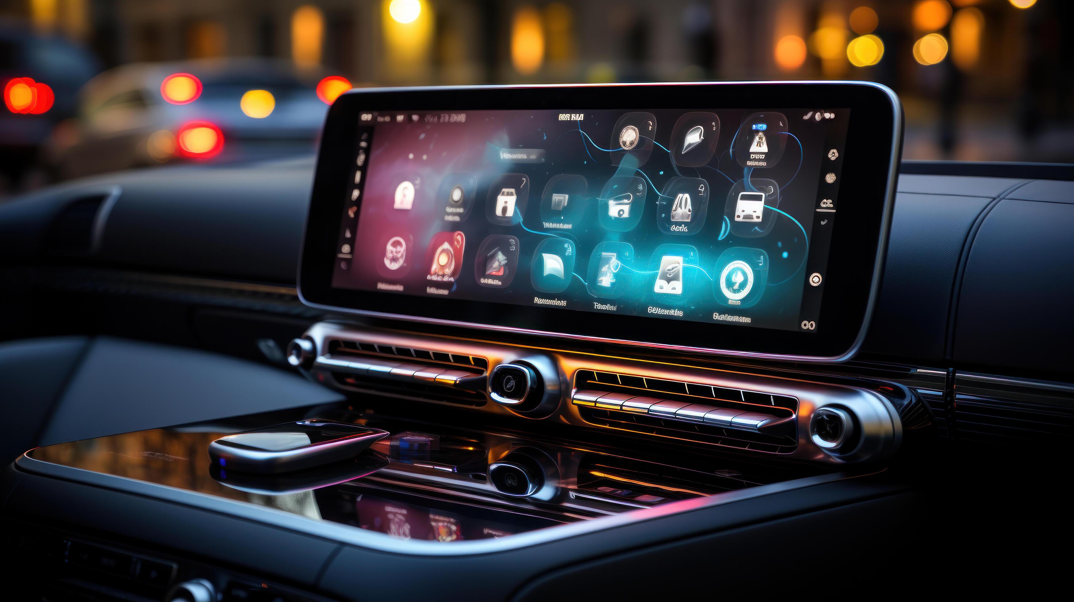 Smart dashboard with car security app on the screen. 32328043 Stock Photo at Vecteezy