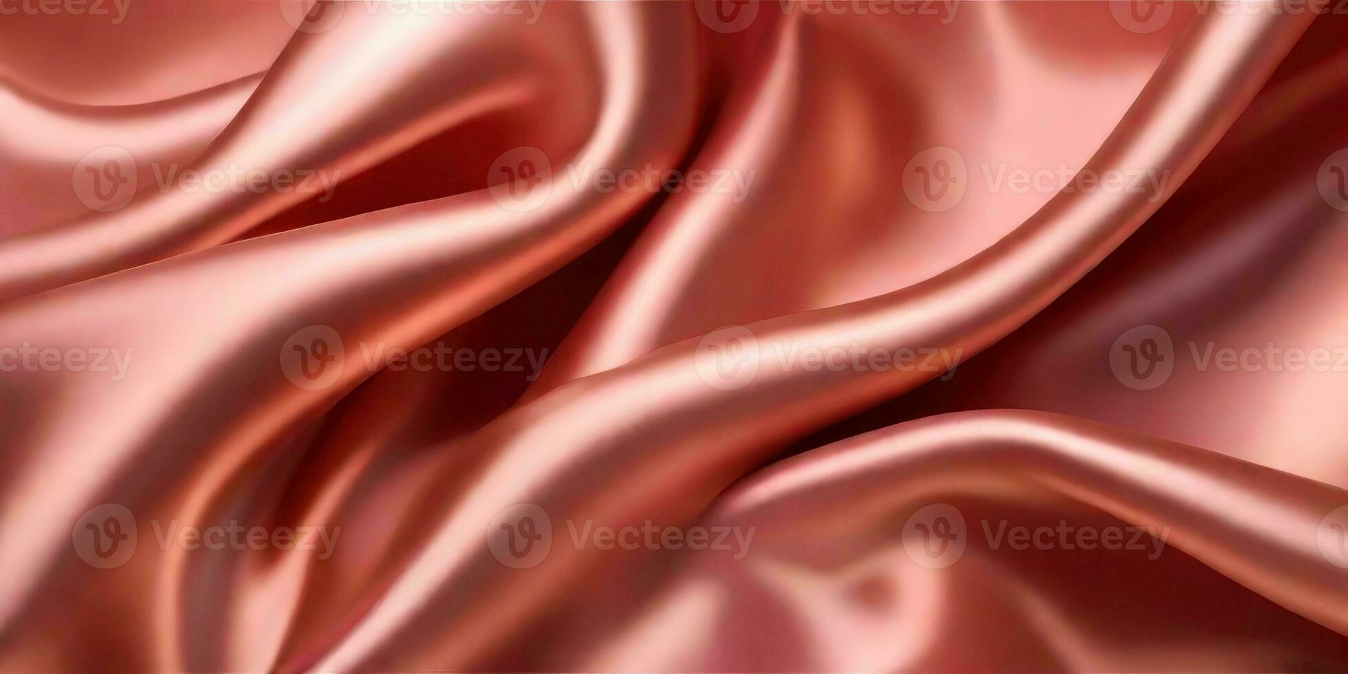 Close-up smooth silk fabric of rose gold color.generative ai. photo