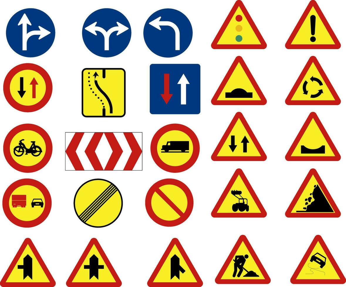 señales o tráfico símbolos en construcción vector