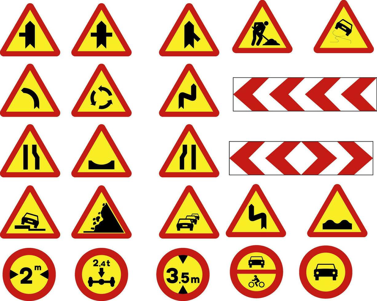 señales o tráfico símbolos en construcción vector