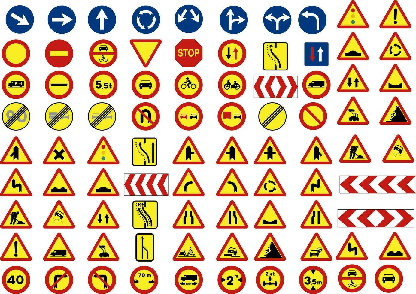 signs or traffic symbols in construction vector