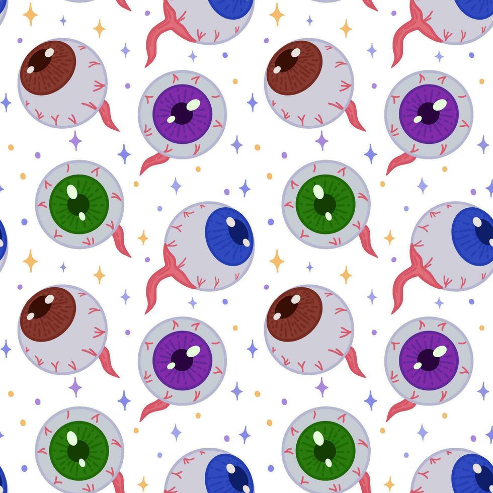 Seamless vector pattern with eyes. Scary scary eyes for Halloween party decoration. A banner, poster or postcard for an October party. Halloween pattern background.
