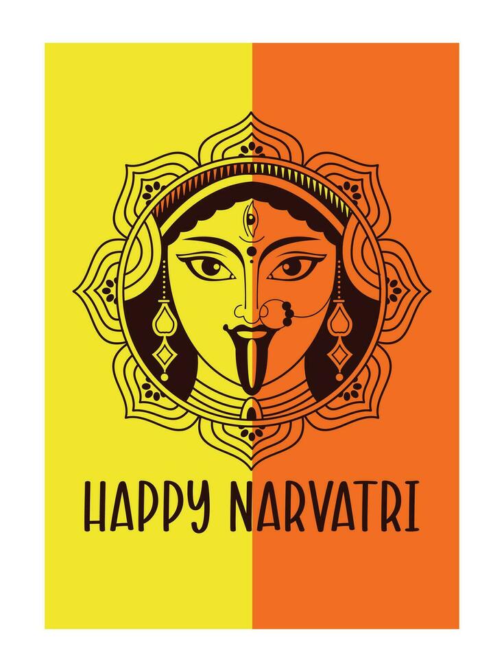 navratri día saludo tarjeta diseño para hindúes vector