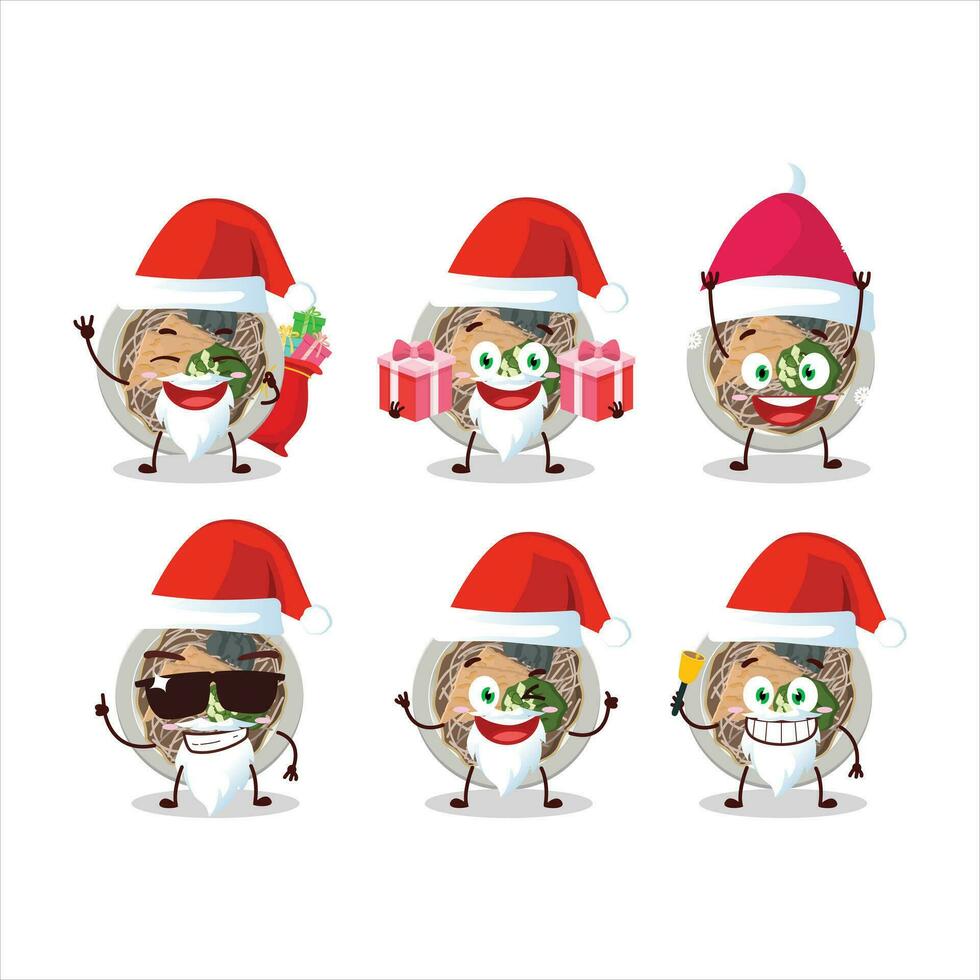 Santa Claus emoticons with tachigui soba cartoon character vector