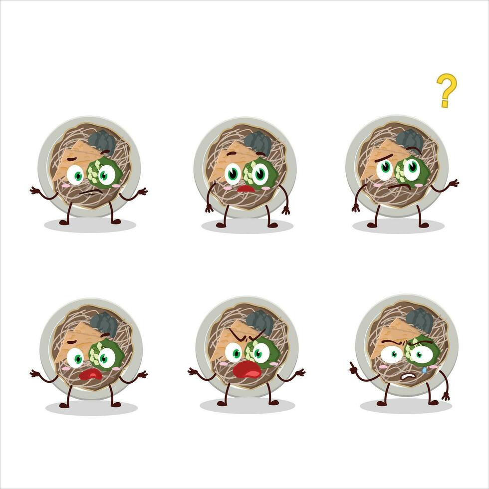 Cartoon character of tachigui soba with what expression vector