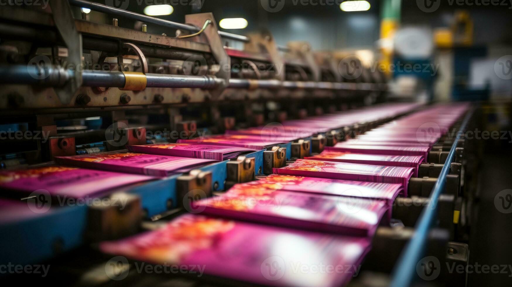 Production line of the textile factory industry. Weaving looms industrial background. photo