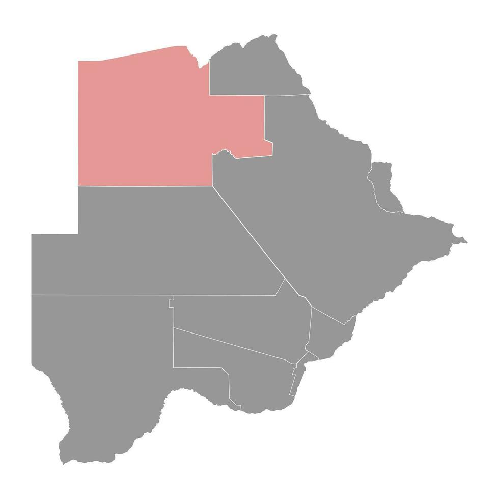 North West district map, administrative division of Botswana. vector