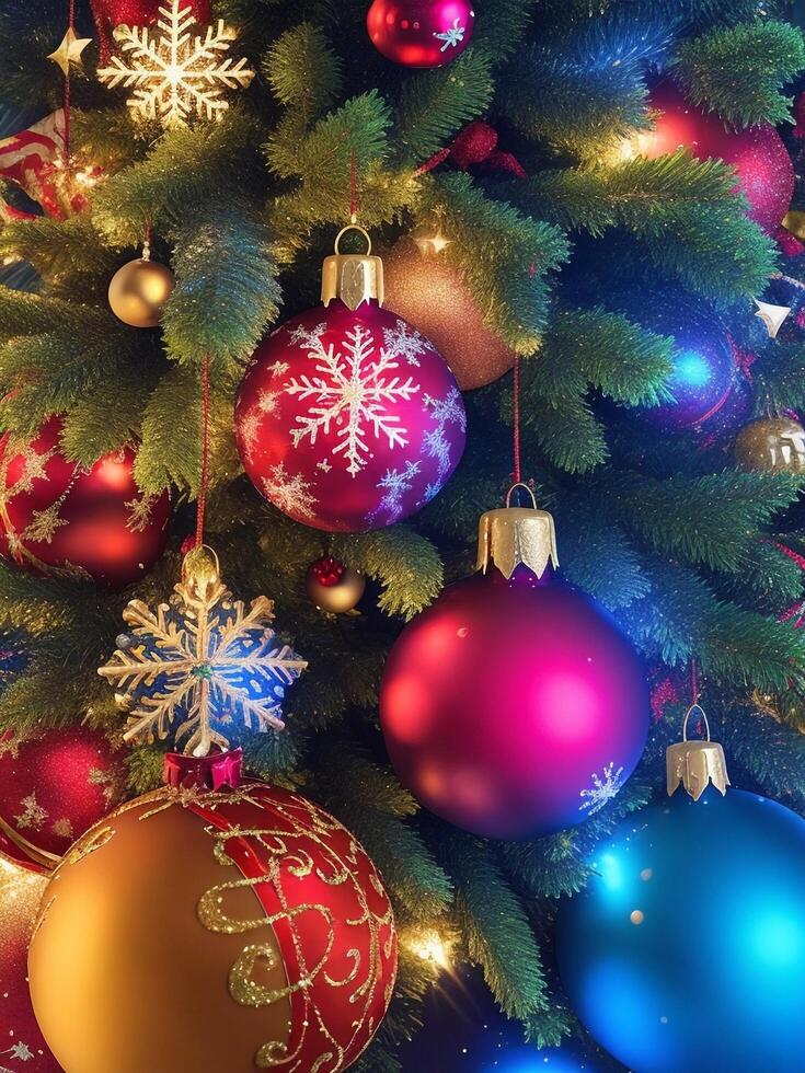 A vibrant, cheerful, and abstract Christmas-themed background. Ai generated. photo