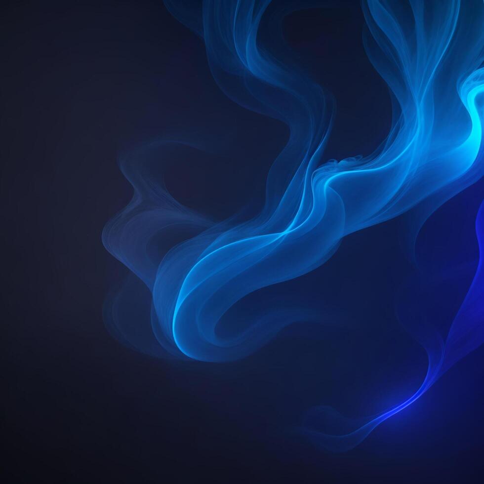 Shiny smoke. Glitter fluid. Blue color particles texture paint wave on dark black abstract background. . photo