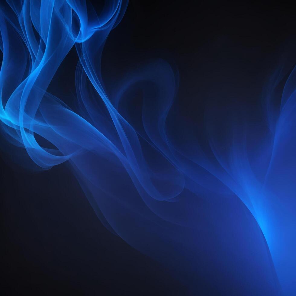 Shiny smoke. Glitter fluid. Blue color particles texture paint wave on dark black abstract background. . photo