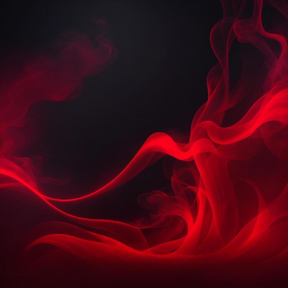 Shiny smoke. Glitter fluid. Red color particles texture paint waves on dark black abstract background. . photo