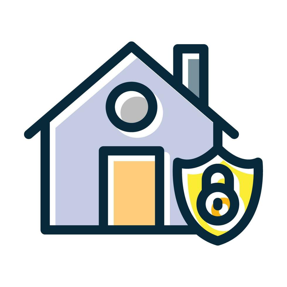 House Protection Vector Thick Line Filled Dark Colors Icons For Personal And Commercial Use.