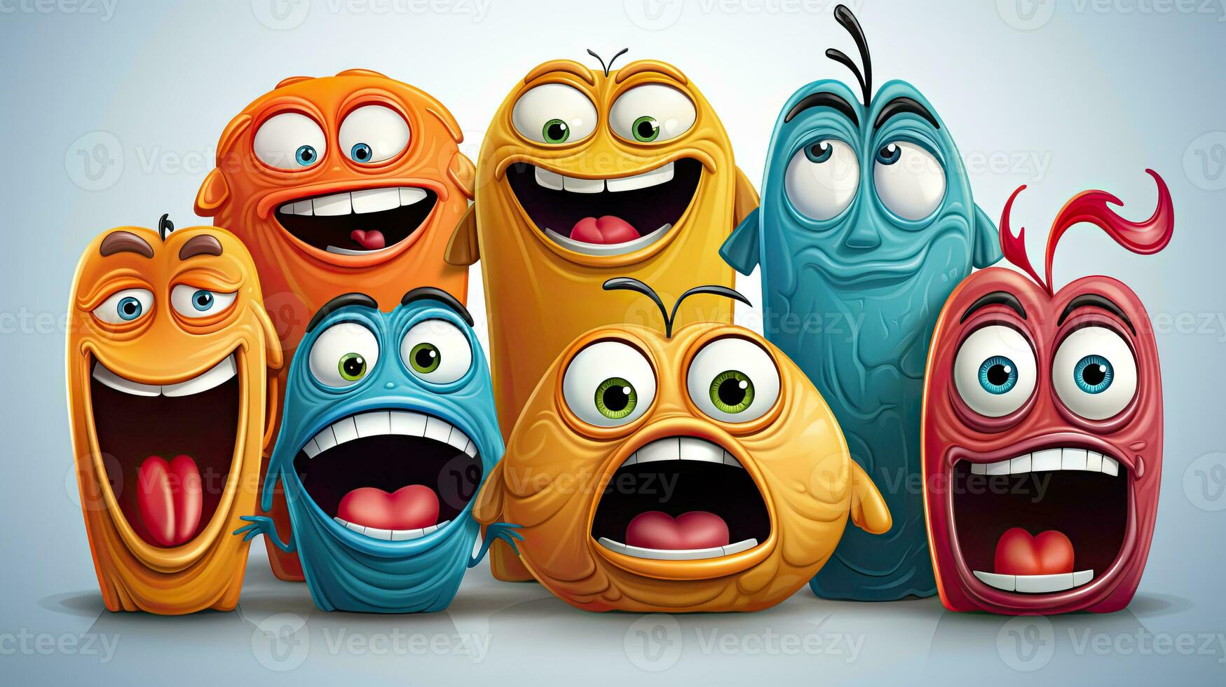 Funny monsters with different expressions. Vector illustration for your design. photo