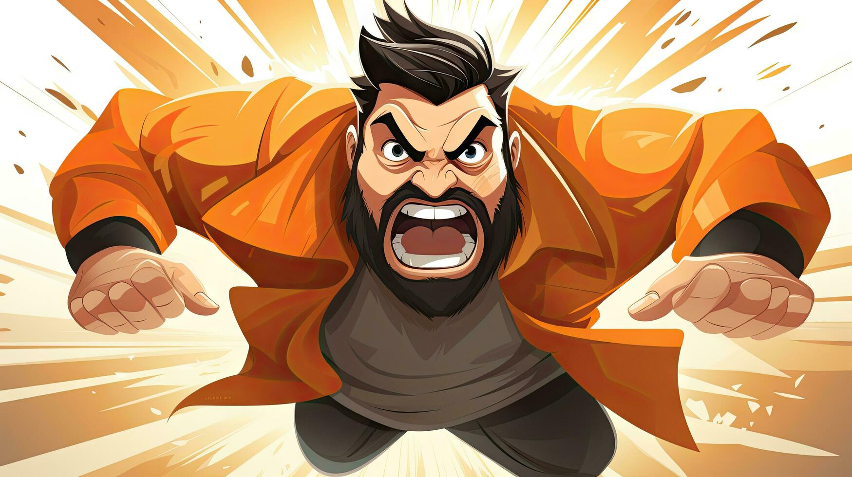 Vector illustration of a cartoon beard man with an angry expression on his face. photo