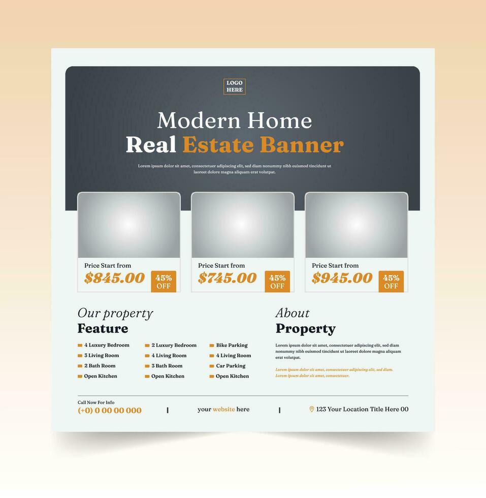 Real Estate Social Media Post Template. Editable Post Template Social Media Banners. Real Estate sale post. Home sale web banner or flyer and social media post template. vector