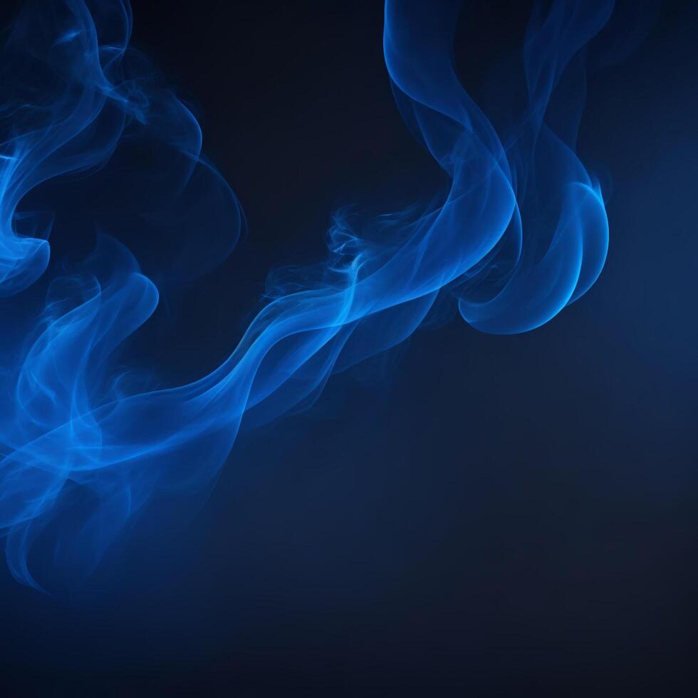 Shiny smoke. Glitter fluid. Blue color particles texture paint wave on dark black abstract background. . photo