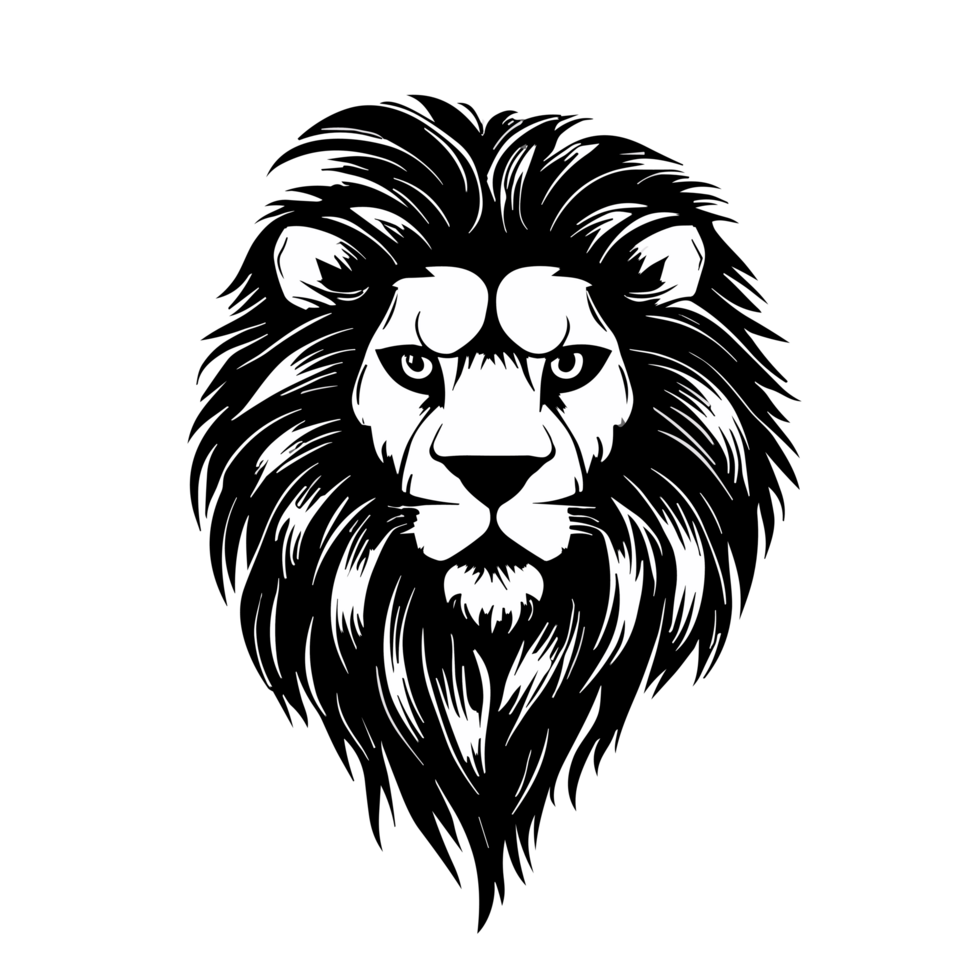 Lion head logo icon, lion face on a transparent background, AI Generative png