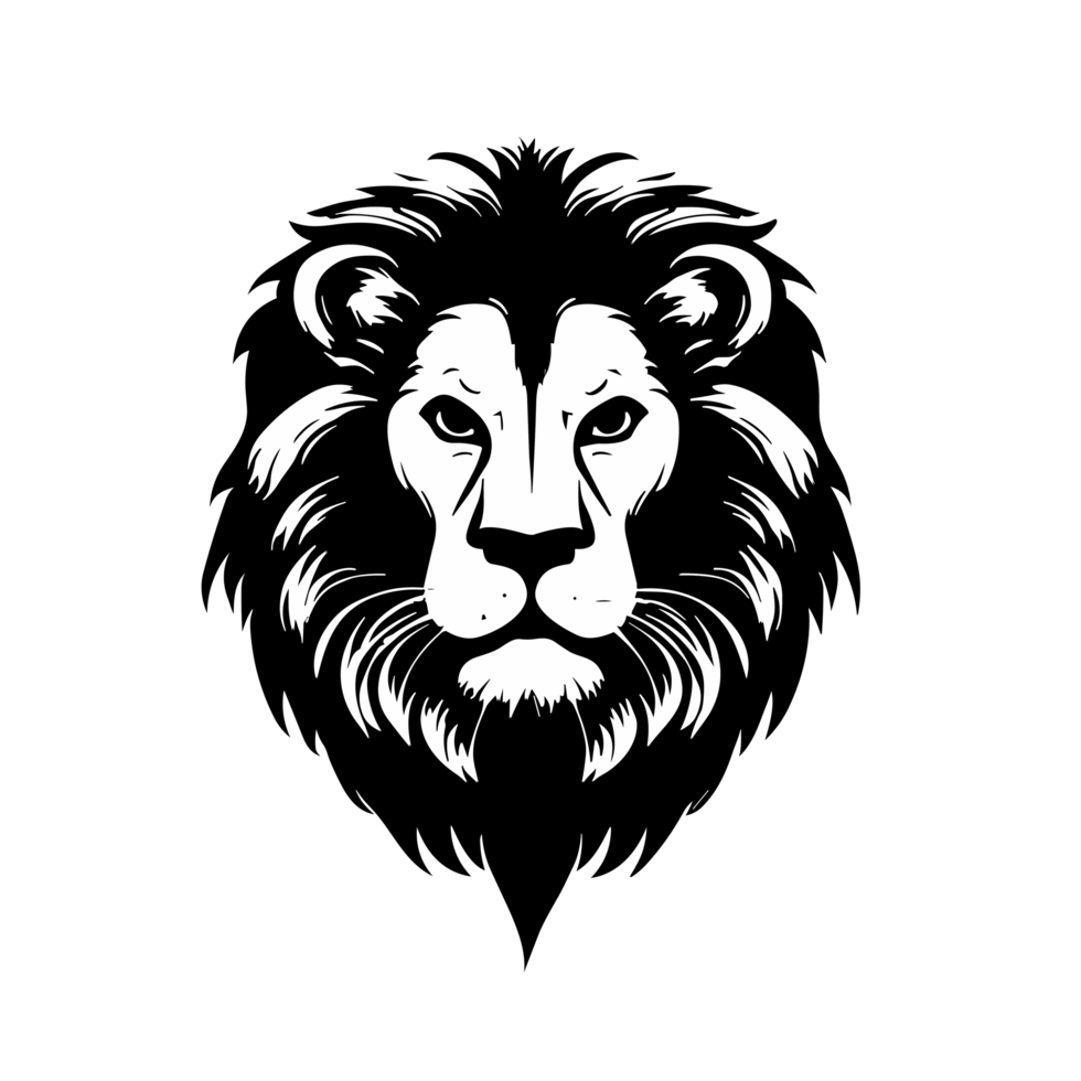 Lion head logo icon, lion face on a transparent background, AI