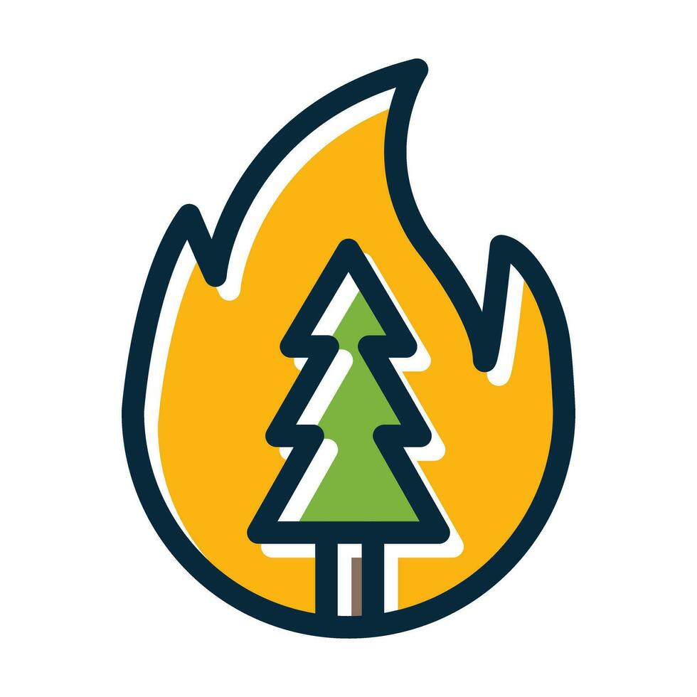 Wildfire Vector Thick Line Filled Dark Colors Icons For Personal And Commercial Use.