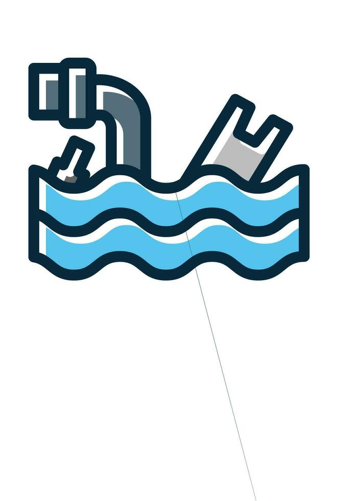 Water Pollution Vector Thick Line Filled Dark Colors Icons For Personal And Commercial Use.