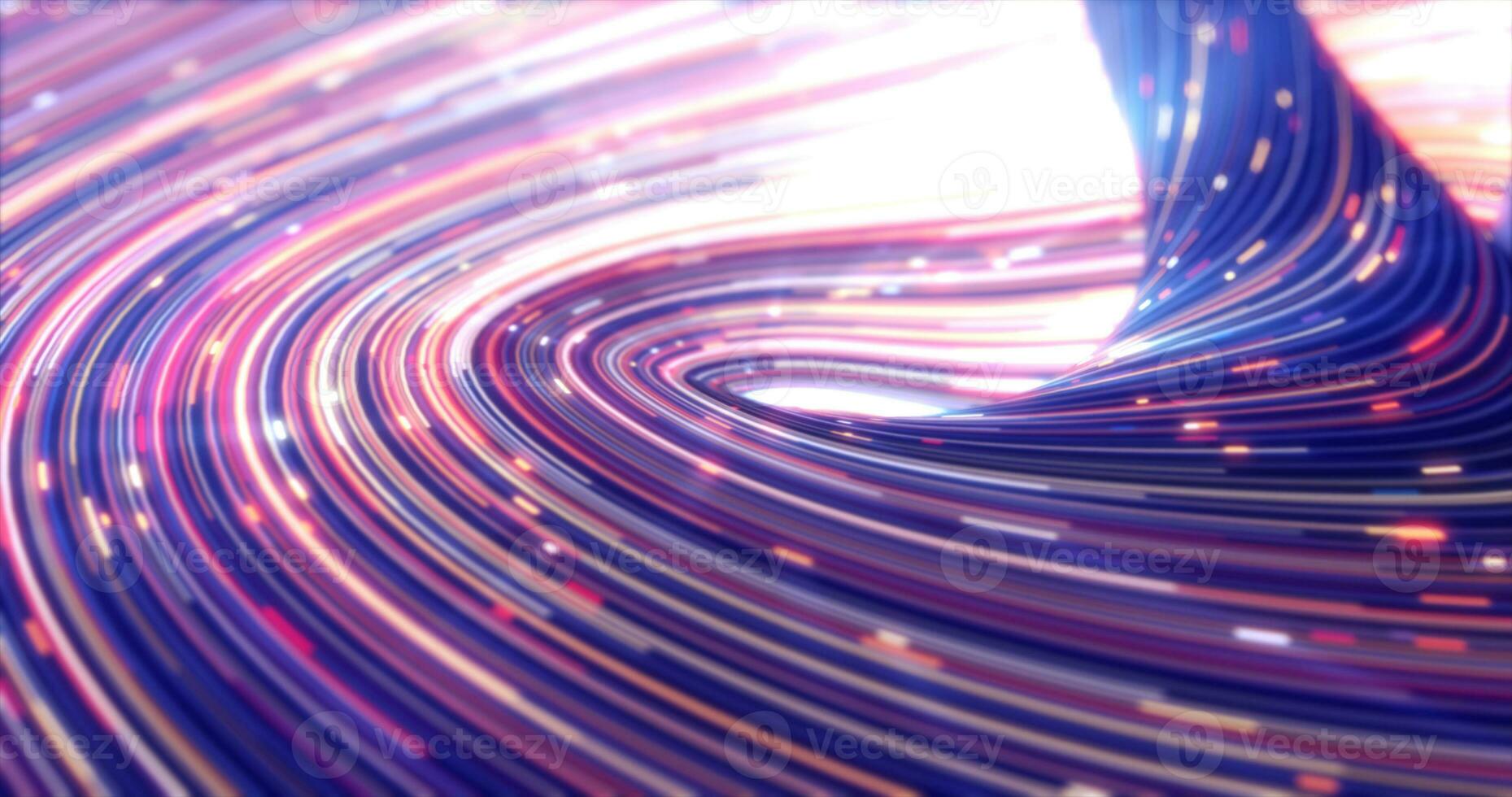 AI-Generated Energy abstract purple swirling curved swirl lines of glowing bright magical energy streaks and flying particles background photo