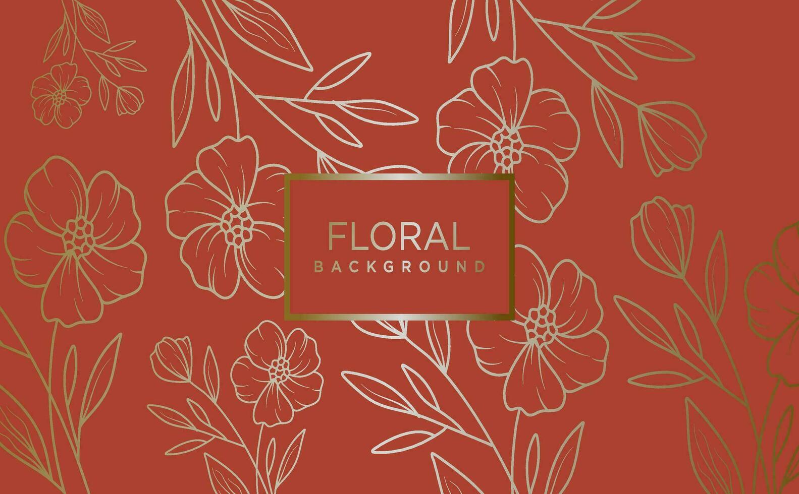 floral abstract background with golden hand drawn flowers. Vector design template for postcard, wall poster, business card,