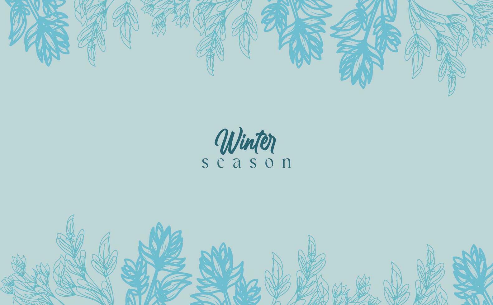 Winter watercolor background. Hand drawn fir tree branches and leaves. Delicate blue tones. Botanical design for wallpaper, poster, web, postcard, cover, congratulations. Horizontal orientation vector