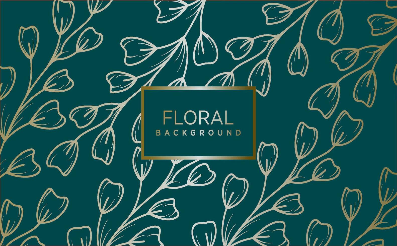 floral abstract background with golden hand drawn flowers. Vector design template for postcard, wall poster, business card,