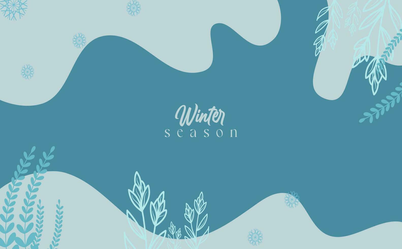 Winter watercolor background. Hand drawn fir tree branches and leaves. Delicate blue tones. Botanical design for wallpaper, poster, web, postcard, cover, congratulations. Horizontal orientation vector