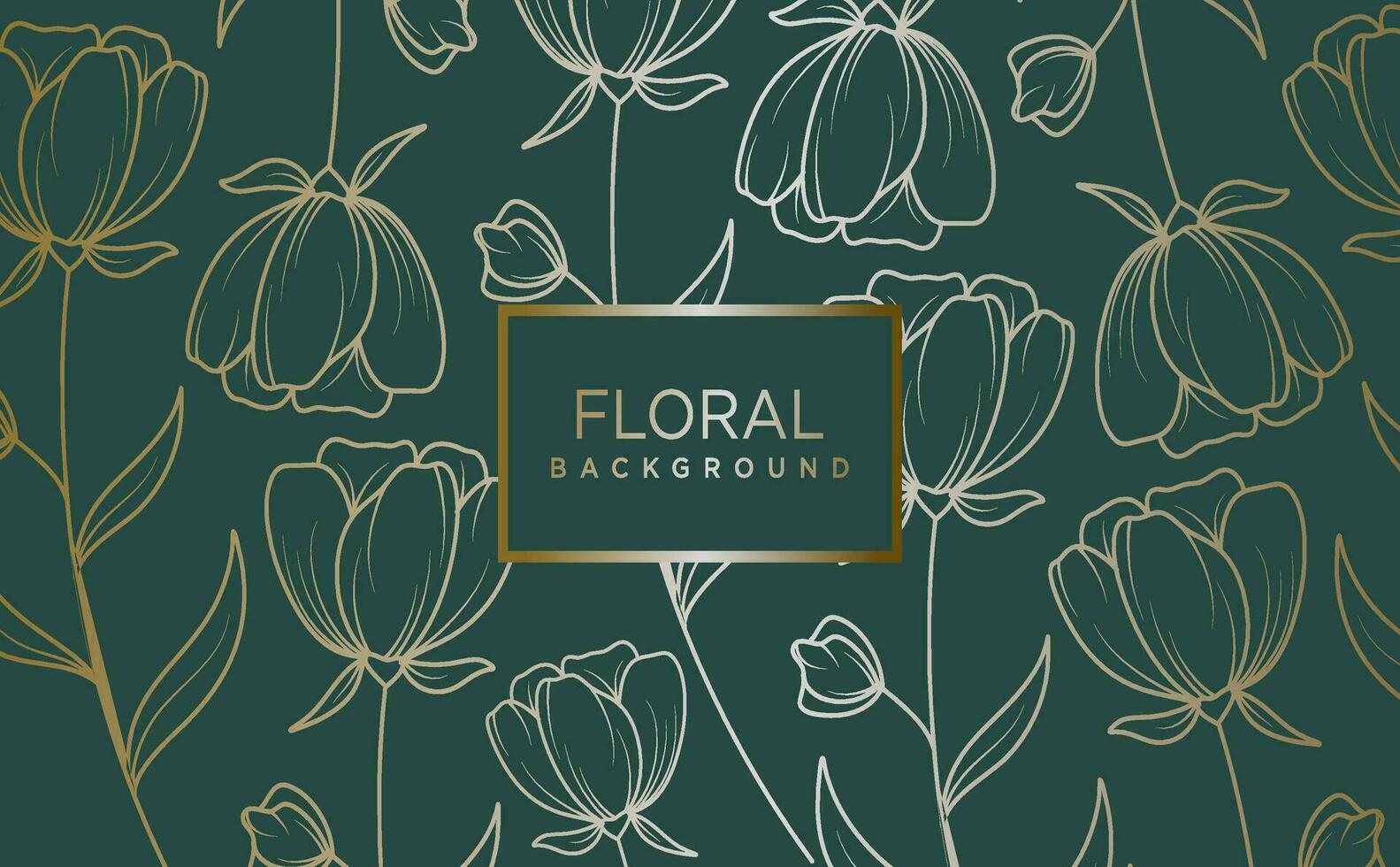 floral abstract background with golden hand drawn flowers. Vector design template for postcard, wall poster, business card,