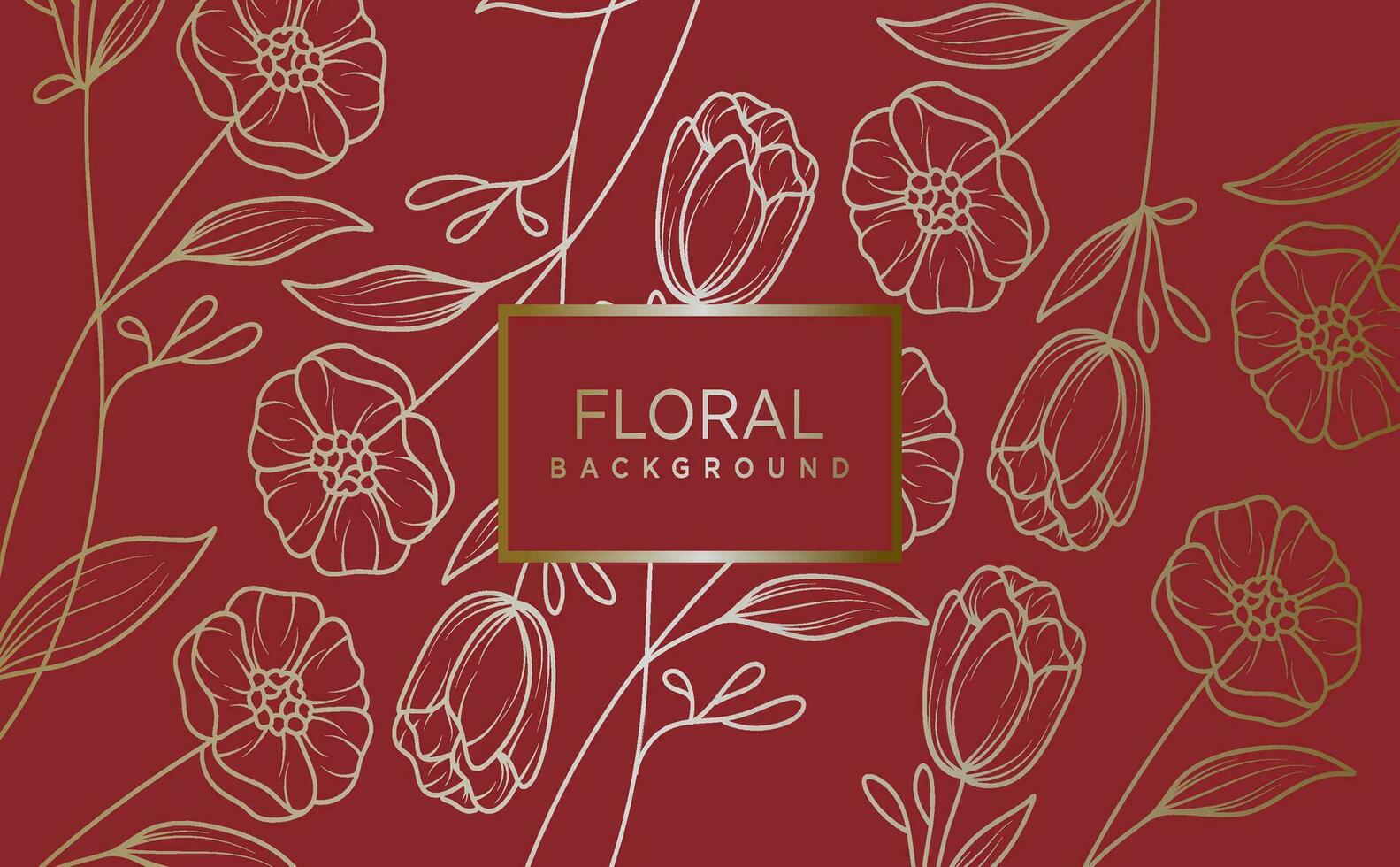 floral abstract background with golden hand drawn flowers. Vector design template for postcard, wall poster, business card,