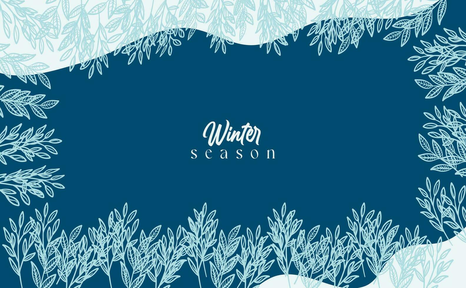 Winter watercolor background. Hand drawn fir tree branches and leaves. Delicate blue tones. Botanical design for wallpaper, poster, web, postcard, cover, congratulations. Horizontal orientation vector