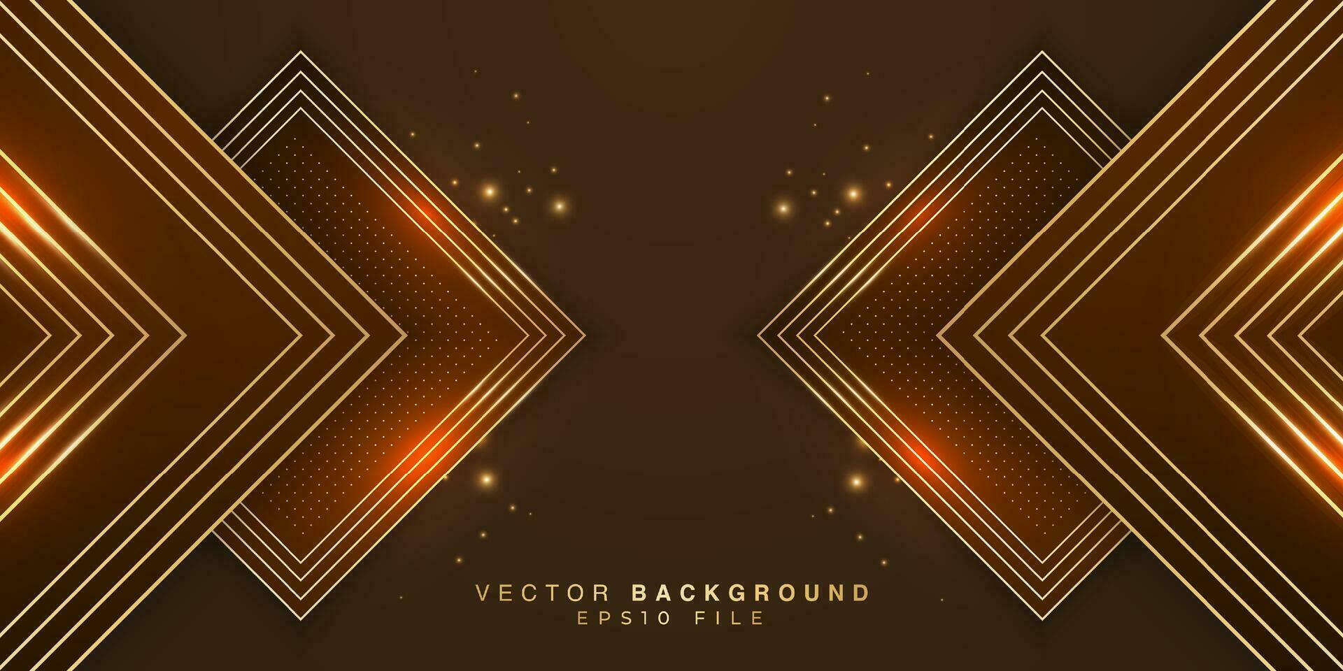 abstract rectangle dark brown and gold background design vector