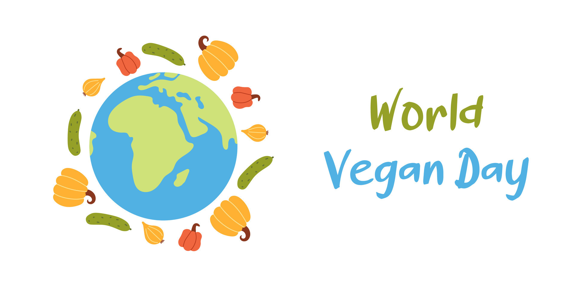 Vector World Vegan Day background. Illustration with text, Earth