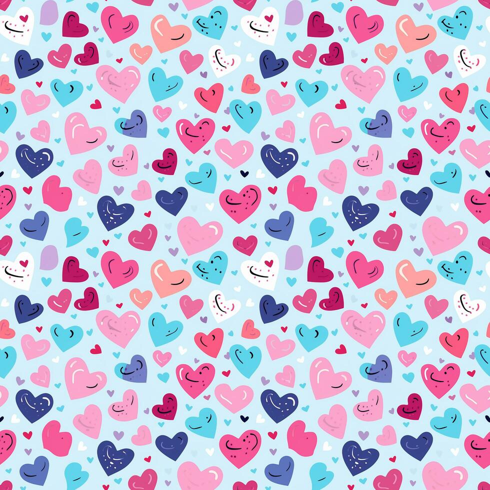 hearts hand drawing cute background seamless pattern photo