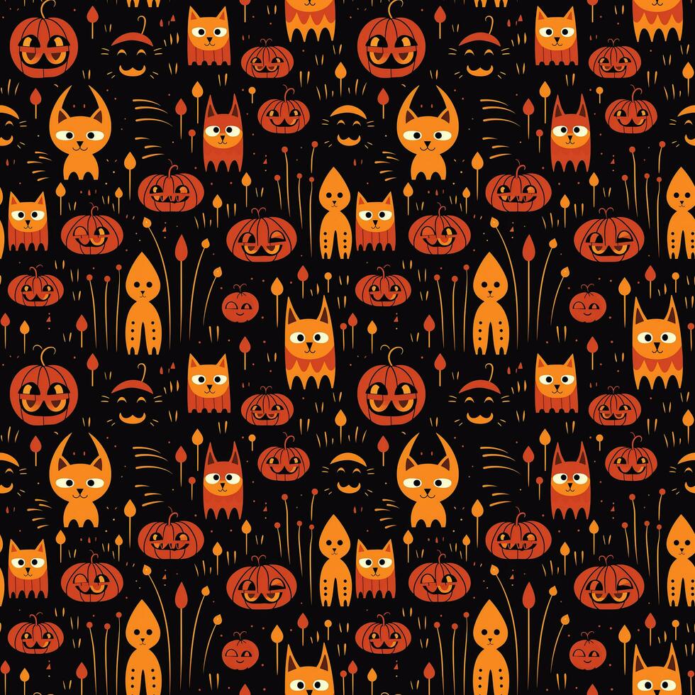 cartoon warm colors halloween background seamless pattern photo