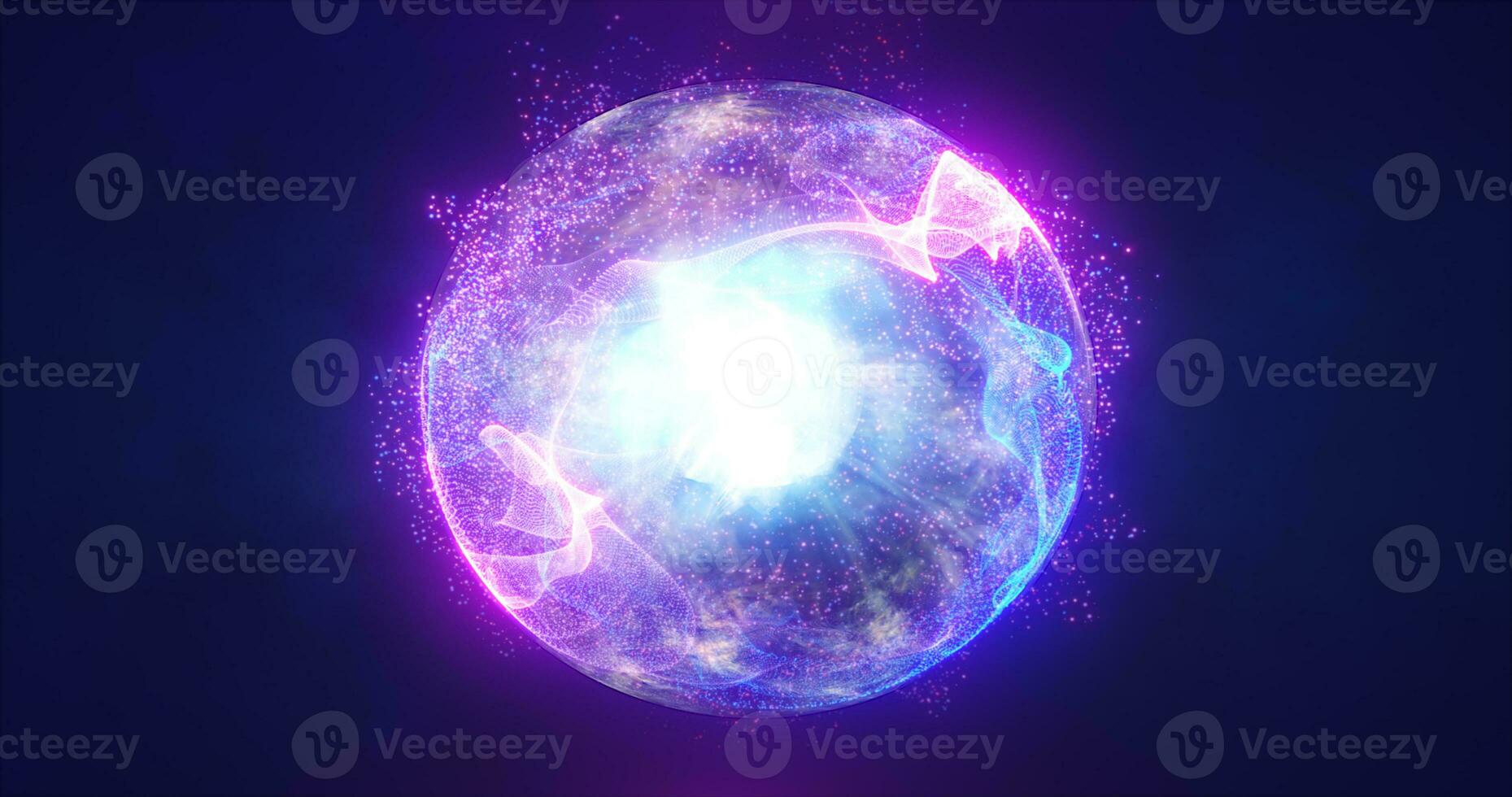 Abstract energy sphere with glowing bright particles energy scientific futuristic hi-tech background photo