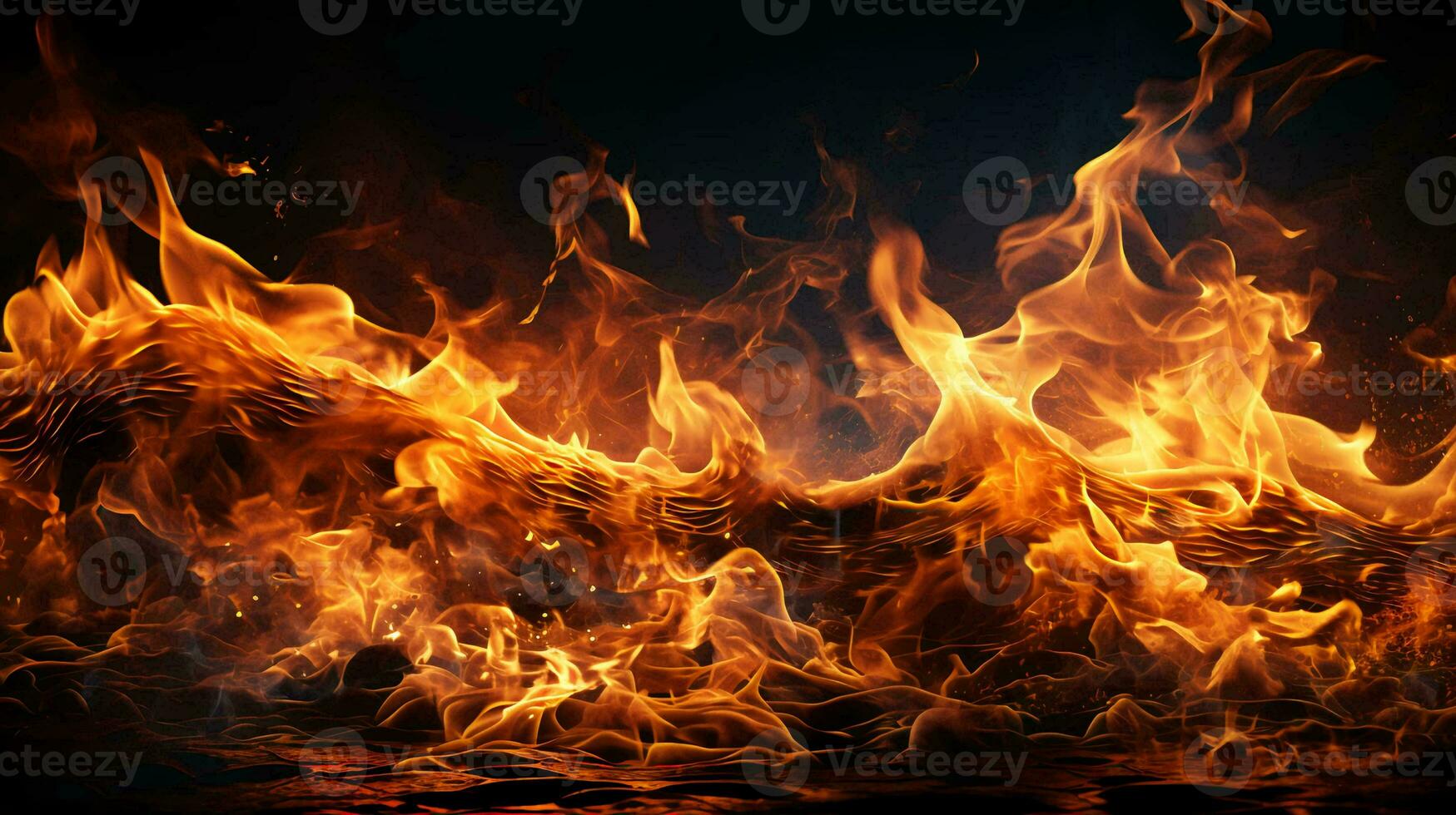 AI-Generated Beautiful scorching fire red burning burns and glows photo
