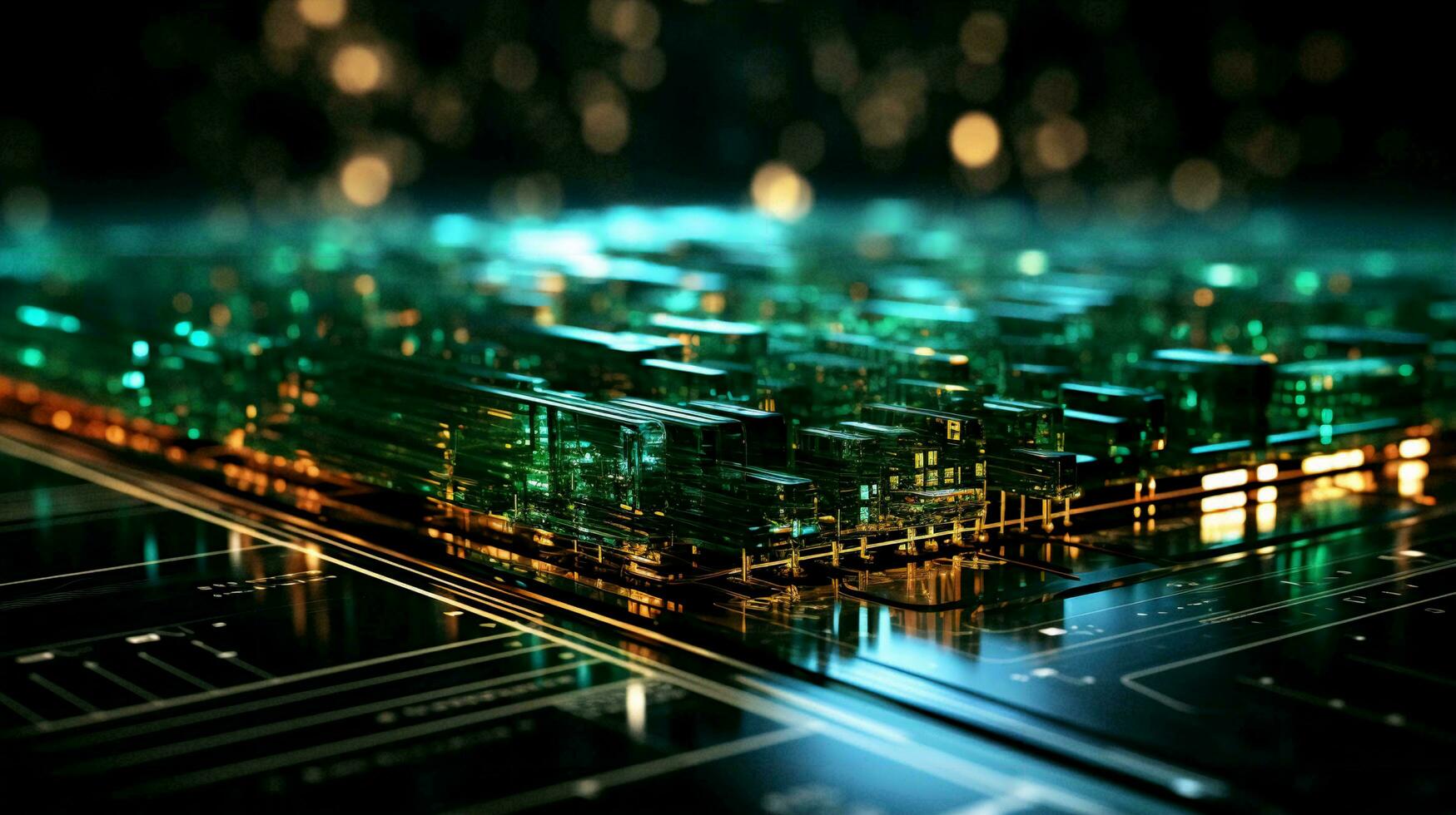 AI-Generated Digital high-tech equipment computer chips and boards. Futuristic background photo