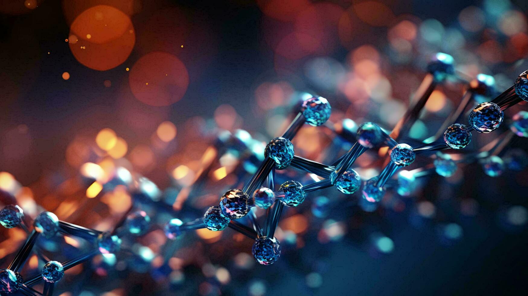 AI-Generated Beautiful colored bright abstract futuristic scientific glowing dna helix. AI generated photo