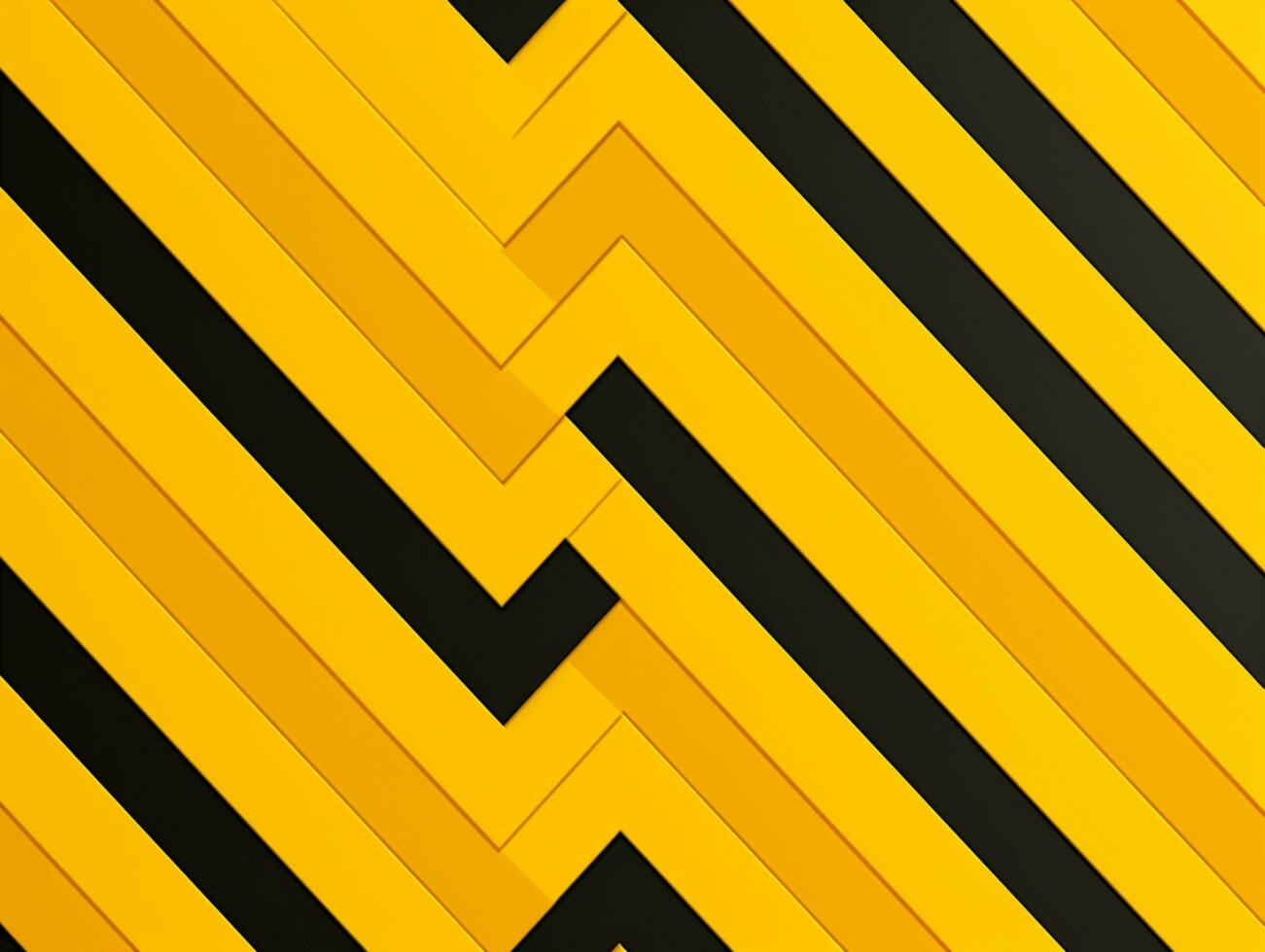 Bright yellow and black geometric shape with minimal design and striped pattern.AI Generative photo